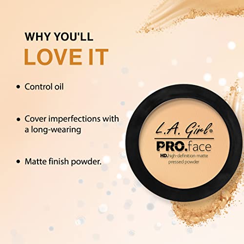 L.A. Girl Pro.Face Matte Pressed Powder, Creamy Natural GPP604 (Pack of 2)