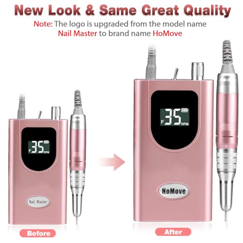 35000RPM Portable Nail Drill Machine, HoMove Professional Nail Drill Machine, Rechargeable Electric Efile Nail Drills for Acrylic Gel Nails, Cordless Portable Nails Drill¡¼Rose Gold¡½