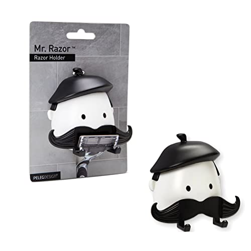 PELEG Design Mr. Razor ? Razor Holder Suction Shaving Razor Holder for Shower Bathroom Bath Unique Gifts