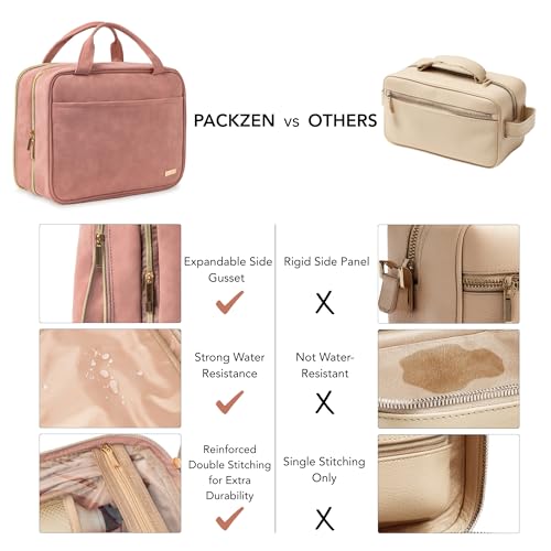 Pink Travel Toiletry Bag, Medium Makeup and Cosmetic Organizer for Women, Hanging toiletry bag, Clear toiletry bag, Cute toiletry bag