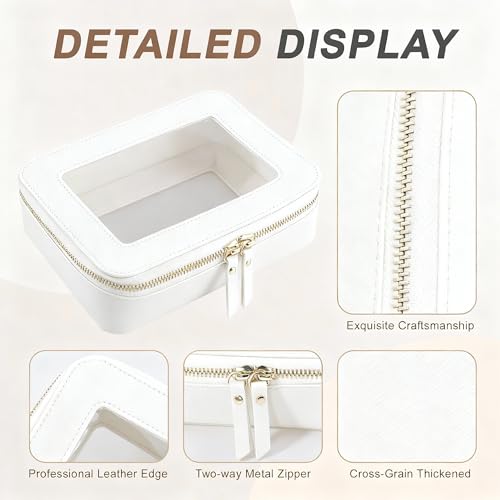 Clear Makeup Bag, Waterproof Portable Cosmetic Bag, Travel Organizer with Zipper, White