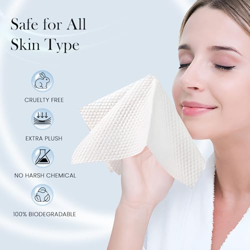 DEVOGUE¢ç Disposable Face Towels ? 50 Count, XL (10" x 12") ? 100% Viscose Fiber ? Ultra-Soft, Gentle on Sensitive Skin ? Makeup Remover & Facial Cleansing Wipes