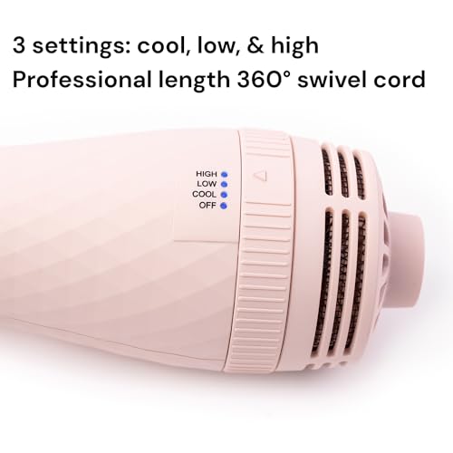 L'ANGE HAIR Le Volume 2-in-1 Titanium Blow Dryer Brush | Frizz Control Blowout Hair Dryer Brush For Drying And Straightening | Volumizing Hot Air Styler For All Hairstyles | Oval Barrel | Blush - 75mm