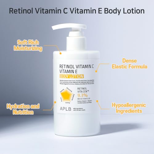 APLB Retinol Vitamin C Vitamin E Body Lotion | RETINOL VITA CEN¢â 9.3% 10.14 FL.OZ/Korean Skincare, Long lasting hydration, Wrinkle Care, Revitalize for gentle and improve skin texture