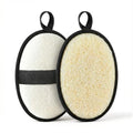 Natural Loofah for Men, 2PCS Black & White Set Egyptian Luffa Body Scrubber for Shower & Bath, Quick-Drying Exfoliating Sponge Pad for Men's Hygiene & Body Care - Travel Essentials & Gym Tool