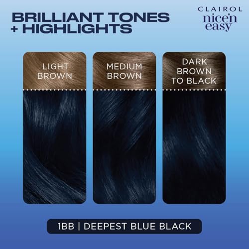 Clairol Nice'n Easy Permanent Hair Dye, 1BB deepest blue black Hair Color, Pack of 1
