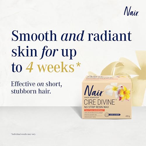 Nair Cire Divine Microwaveable Body Hair Removal Wax Kit (Tahitian Gardenia, 400g/14oz)