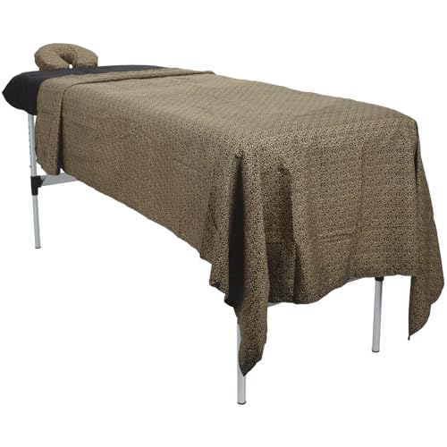 ForPro Premium Designer Microfiber 3-Piece Massage Sheet Set, Golden Swirl with Black Fitted Sheet