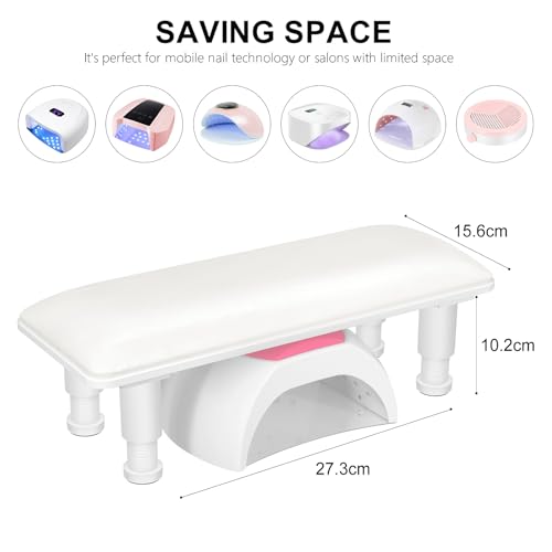 Arm Rest for Nails Tech,Height Adjustable Nail Arm Rest Stand,Cleanable Leather Hand Rest Holder Pillow,Manicure Armrest with Detachable Plastic Legs,Anti-slip