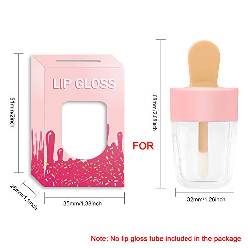 15 Pack Ice-cream Lip Gloss Tube Boxes Packaging, Pink Lip Gloss Boxes for 2.68x1.62 Inch Ice Cream Shaped Empty Lipgloss Tubes, Pink Ice Cream LipGloss Bottle Packaging (Not include tubes)
