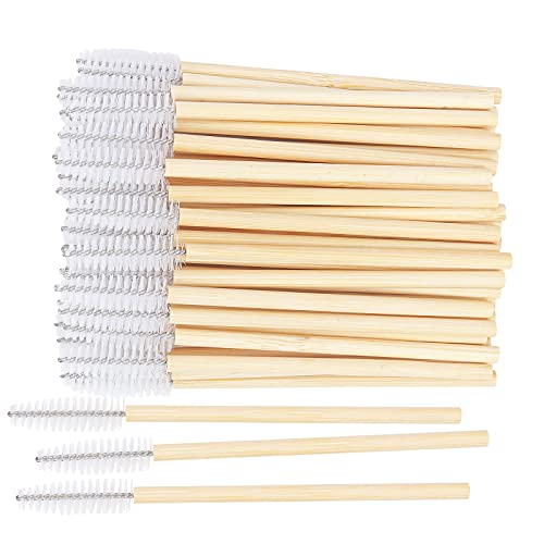 500PCS Disposable Eyelash Brushes - Upgraded Mascara Wands & Makeup Applicators Kit for Eyelash Extensions Makeup and Eyebrow Grooming(White)