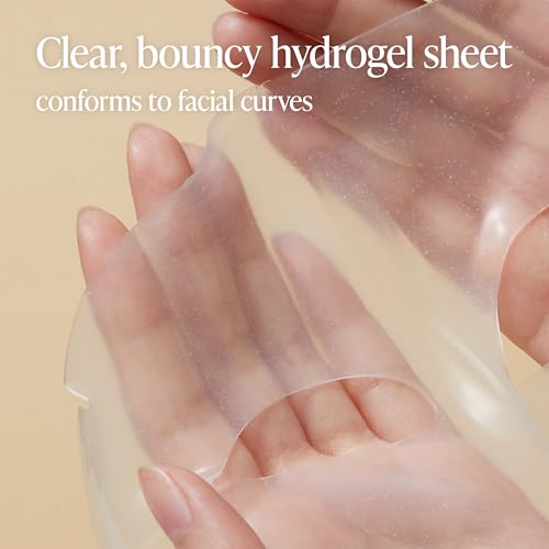 About Me Rice Makgeolli Hydrogel Mask - Real Powder Embedded Gel Sheet, Galactomyces & Niacinamide, Fermented Rice Glass Skin Glow, Non-Drip Vegan Korean Face Mask, Dry Sensitive Skin, 5 Sheets