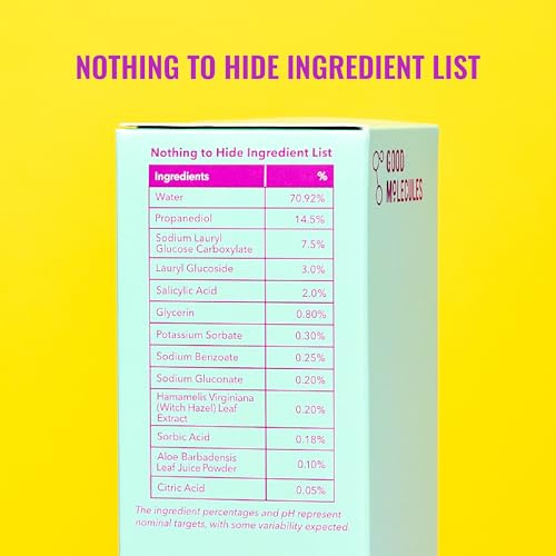 Good Molecules Acne Foaming Cleanser - 2% Salicylic Acid Foam Cleanser - Gentle Acne Face Wash with Alcohol Free Witch Hazel and Aloe - Skin Care for Face