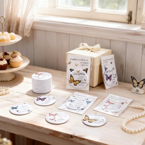 Leinuosen 48 Set International Womens Day Gifts Christian Compact Mirrors Gifts for Women Bulk with Bible Verse Greeting Cards Mini Pocket Makeup Mirrors Inspirational Religious Church Party Favors