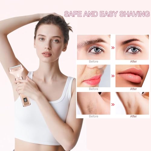 4-in-1 Electric Razor for Women, Bikini Trimmer for Women, Rechargeable Women's Electric Shaver with Replaceable Facial Eyebrow Nose Hair Trimmer for Full Body Hair Trimmer