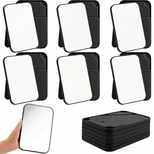 12 Pack Desktop Makeup Mirror Bulk 90¡Æ Adjustable Portable 8" Vanity Table Mirror with Stand, Folding Travel for Makeup Party Spa Party, Women, Cosmetics Personal Beauty (Black)