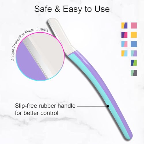 Dermaplane Razor for Women Face, Eyebrow Razor, Face Razors for Women, Dermaplaning Tool, Travel Essentials, (9 pcs, Wisteria)