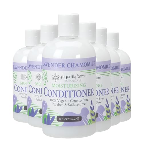 Ginger Lily Farms Botanicals Moisturizing Conditioner for Dry Hair, 100% Vegan & Cruelty-Free, Lavender Chamomile Scent, 12 Fl Oz (Pack of 6)