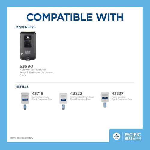 Pacific Blue Ultra Gentle Foam Hand Soap Refill (43716), Compatible Only With Pacific Blue Ultra Automated Touchless Dispenser, Dye and Fragrance Free, 40.5 FL OZ Per Refill, 3 Refills Per Case