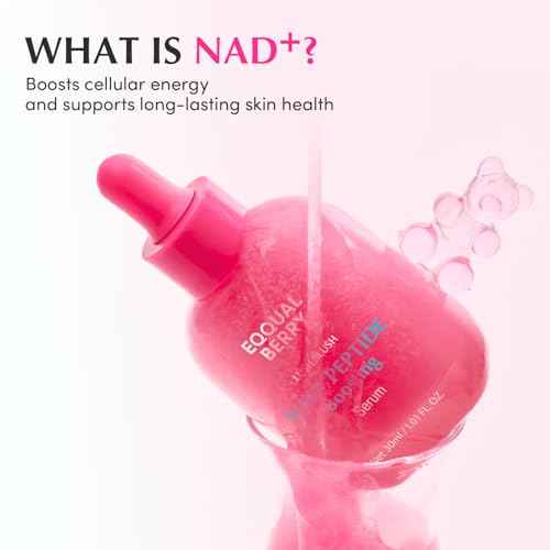 EQQUALBERRY NAD+ Peptide Boosting Smoothie Serum ? Anti-Aging Korean Skin Care with 5 Ceramides & Vegan Collagen, Hydrating Antioxidant Serum for Firmness, Wrinkles & Radiant Glow (1.01oz / 30ml)