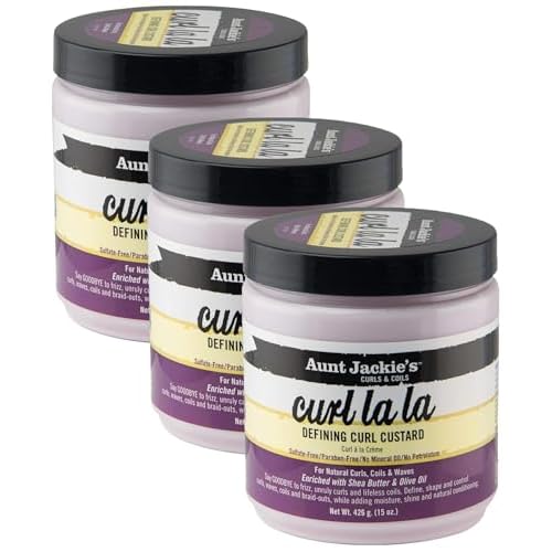 Aunt Jackie's Curl La La, Lightweight Curl Defining Custard, Enriched with Shea Butter & Olive Oil, Basic, 15 Ounce (Pack of 3)