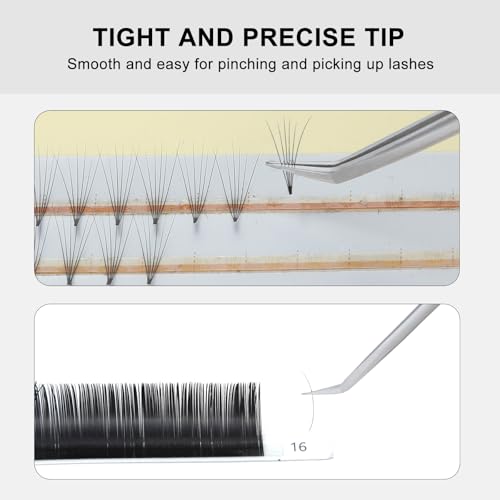 Ms.Queen Lash Tweezers for Eyelash Extensions, 5 Pcs Tweezers Set Professional Fine Tip Curved 45 Degree Lash Tweezers for Classic, Volume & Mega Volume Lashes - Ideal for Lash Artists