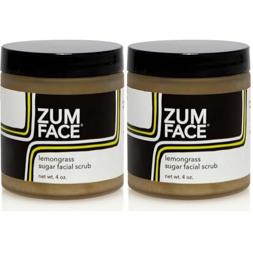 Indigo Wild Zum Face Sugar Facial Scrub - Natural Sugar Scrub - Soothing Facial Exfoliator with Jojoba Oil, Coconut Oil & Olive Oil - Lemongrass - 4 oz (Pack of 2)