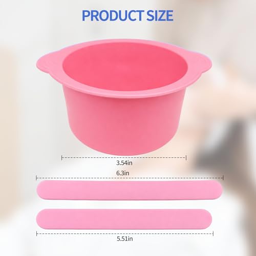Silicone Wax Warmer Liner, Non-Stick Reusable Wax Pot Insert for Wax Warmer, Easy-to-Clean Silicone Wax Bowl with 2 Wax Spatulas (Pink)