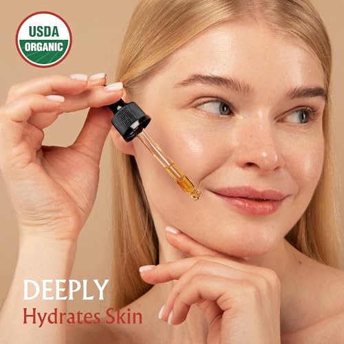 BodyJ4You Rosehip Oil for Face - 100% Pure Natural USDA Organic Cold Pressed - Hydrating Skin Hair Nails Anti-Aging Wrinkle Scar Treatment Gua Sha - Non-GMO Undiluted Carrier - Glass Bottle 4 Fl Oz
