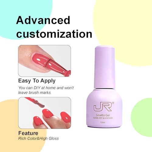JR 35pcs 10ml Gel Nail Polish Same Color Same Bottle Deep Colors Blue Green Yellow Red Pink Gel Polish Set Base Top Matte Coat for Professional Nail Salon Art Manicure Gifts for Women B Set