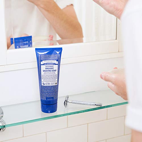 Dr. Bronner's - Organic Shaving Soap (Peppermint, 7 Ounce) - Certified Organic, Sugar and Shikakai Powder, Soothes and Moisturizes for Close Comfortable Shave, Use on Face, Underarms and Legs