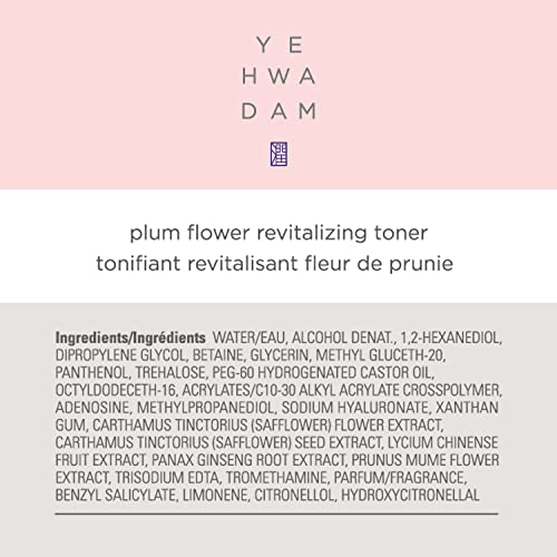 THE FACE SHOP Yehwadam Plum Flower Revitalizing toner | Fresh Hydration & Nurtures for Dewy & Glowing Skin | Pore Minimizer Skincare | Moisturizing for Clear-Looking & Fully Moisturized Skin