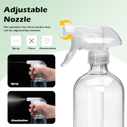 16oz Glass Spray Bottles,Empty Reusable Spray Bottles,Glass Spray Bottles for Cleaning,Refillable Containers with Spray Nozzles for Cleaning,Window Cleaner,Hair Care,Flowers12 Pack