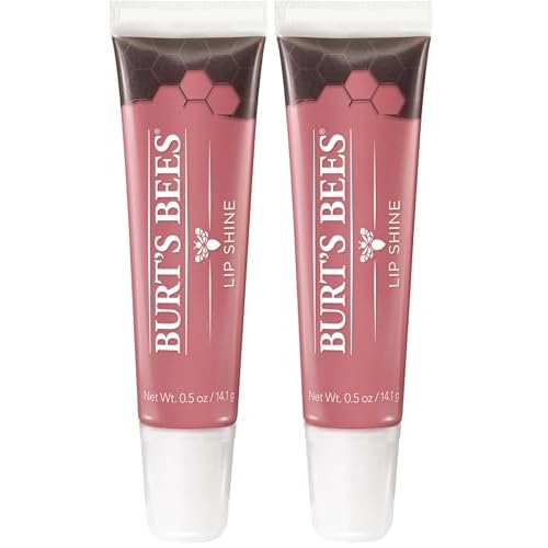 Burt's Bees Lip Care, Moisturizing Lip Shine for Women, 100% Natural, Blush, 0.5 Oz (Pack of 2)