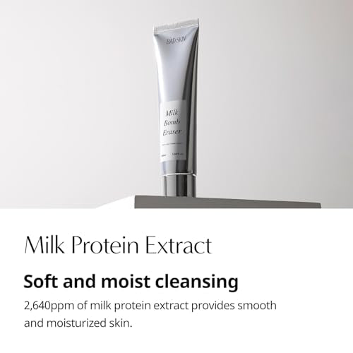 BadSkin Milk Bomb Eraser 100ml | Gentle Daily Cleansing Foam with Milk Protein Extract & AHA/BHA | Hydrating & Pore Cleansing Formula | Made in Korea
