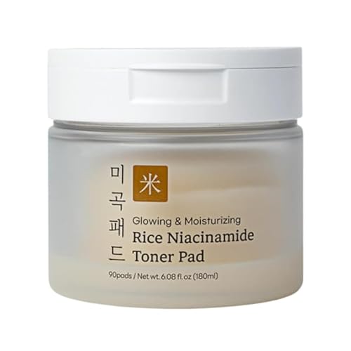Rice Niacinamide Skin Pad, Brightening and Moisturizing 90 Pads, for Normal, Dry, Combination, Dull and Aging Skin Types.