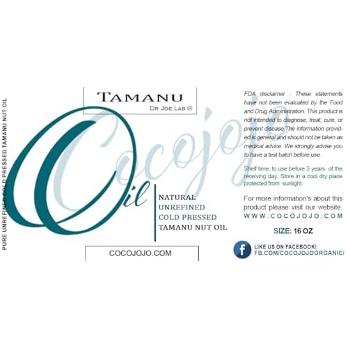 Dr Joe Lab Tamanu Oil 16 oz Pure Natural Cold Pressed Unrefined Extra Virgin Tamanu Nut Oil - A for Face Hair Skin Body Nail Locs and Beard