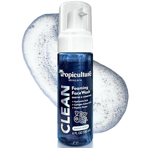 Tropiculture Clean Foaming Face Wash for Teens, Tweens & Kids | Gentle Face Cleanser for Girls | Bright Berry Hydrating Facial Cleanser | Natural, Non Toxic Skin care for Teens | Moisturizing