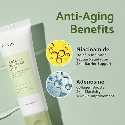 iUNIK Centella Edition Skincare Set (Cream 2.02 fl.oz. & Mini Serum 0.51 fl.oz.) - Centella Asiatica and Tea Tree Leaf Waters to Soothe, Calm, Moisturize, and Protect the Skin