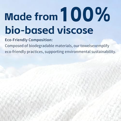 Towels XL, 100% Biobased Face Towel, Disposable Face Towelette, Thick Face Towel for Sensitive Skin, Makeup Remover Dry Wipes, Ultra Soft, Gentle Facial Cleansing Cloths1 Pack, 50 Ct