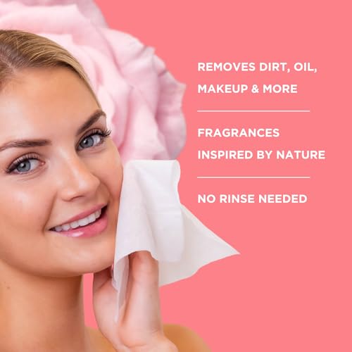 Petal Fresh Pure Brightening Rose Makeup Removing, Cleansing Towelettes, Gentle Face Wipes, Daily Cleansing, Vegan and Cruelty Free, 60 count
