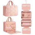 HBlife Travel Toiletry Bag with Jewelry Organizer for Women, Puffy Hanging Travel Bag for Toiletries with Trolley Belt, Waterproof Makeup Cosmetic Bag Organizer, Travel Accessories Essentials(Pink, M)