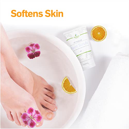 NatraCure Exfoliating Foot Scrub for Pedicures ? Foot Exfoliator for Rough Feet, Dry Feet and Crusty Feet Treatment ? Pedi Scrub Foot Softener & Smoother ? Foot Soap Tea Tree Oil Foot Wash ? 4 oz