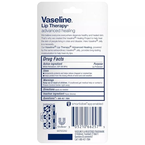Vaseline Lip Therapy Advanced Healing Lip Balm Tube 24-Pack ? White Petroleum Protectant, Moisturizer for Dry Lips, 0.35 Oz Ea