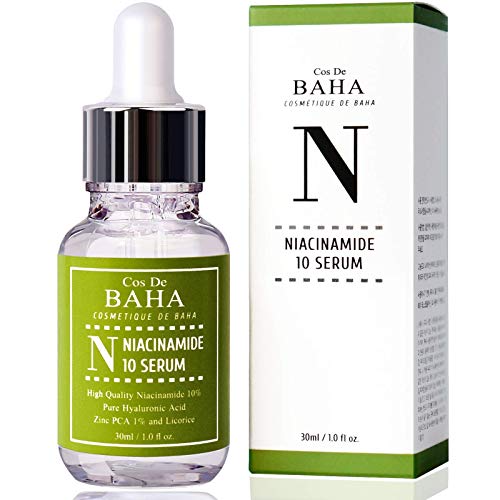 Cos De BAHA Niacinamide 10% Serum 1 Fl Oz ? Zinc PCA, Hyaluronic Acid & Aloe for Balancing, Pore-Refining & Uneven Tone (30 ml)