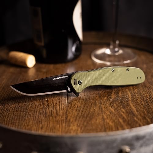 OUTDOOR EDGE - Razor VX2 | Green G10 with Black Drop Point | Replaceable Blade EDC Folding Pocket Knife | 3" Stainless Blade, Reversible Pocket Clip