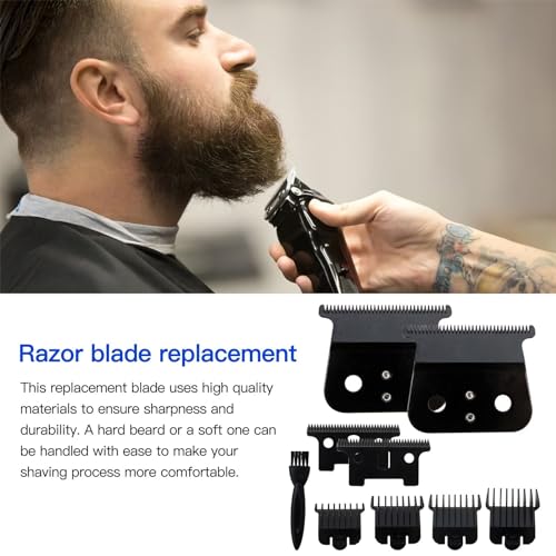 Durable Replacement 2PCs T Blade Fit for Andis T Outliner Trimmer Andis GTX Trimmer, Blade Fit for Andis #04710 and Andis #04521 (Black)