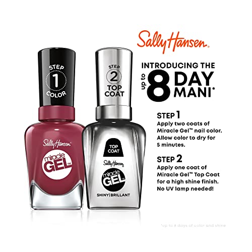 Sally Hansen Miracle Gel¢â, Get Mod and Shiny Top Coat Duo, Long Lasting, Gel-Like Formula, No UV Lamp Needed, Nail Polish Duo