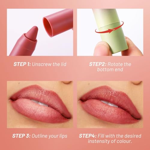 2in1 Lip Liner & Lipstick Combo Matte Longwear Waterproof Lipstick for Women #01