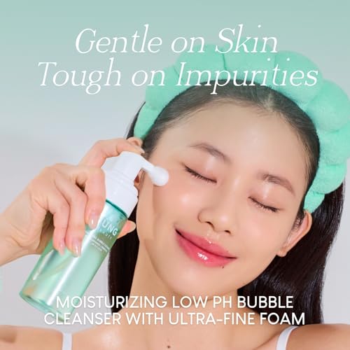 Jung Beauty Purifying Bubble Cleanser - Korean Foaming Face Wash with Panthenol & Probiotics, Gentle Pore Deep Cleansing for Sensitive Skin, Hydrating Hinoki Scent, 150ml